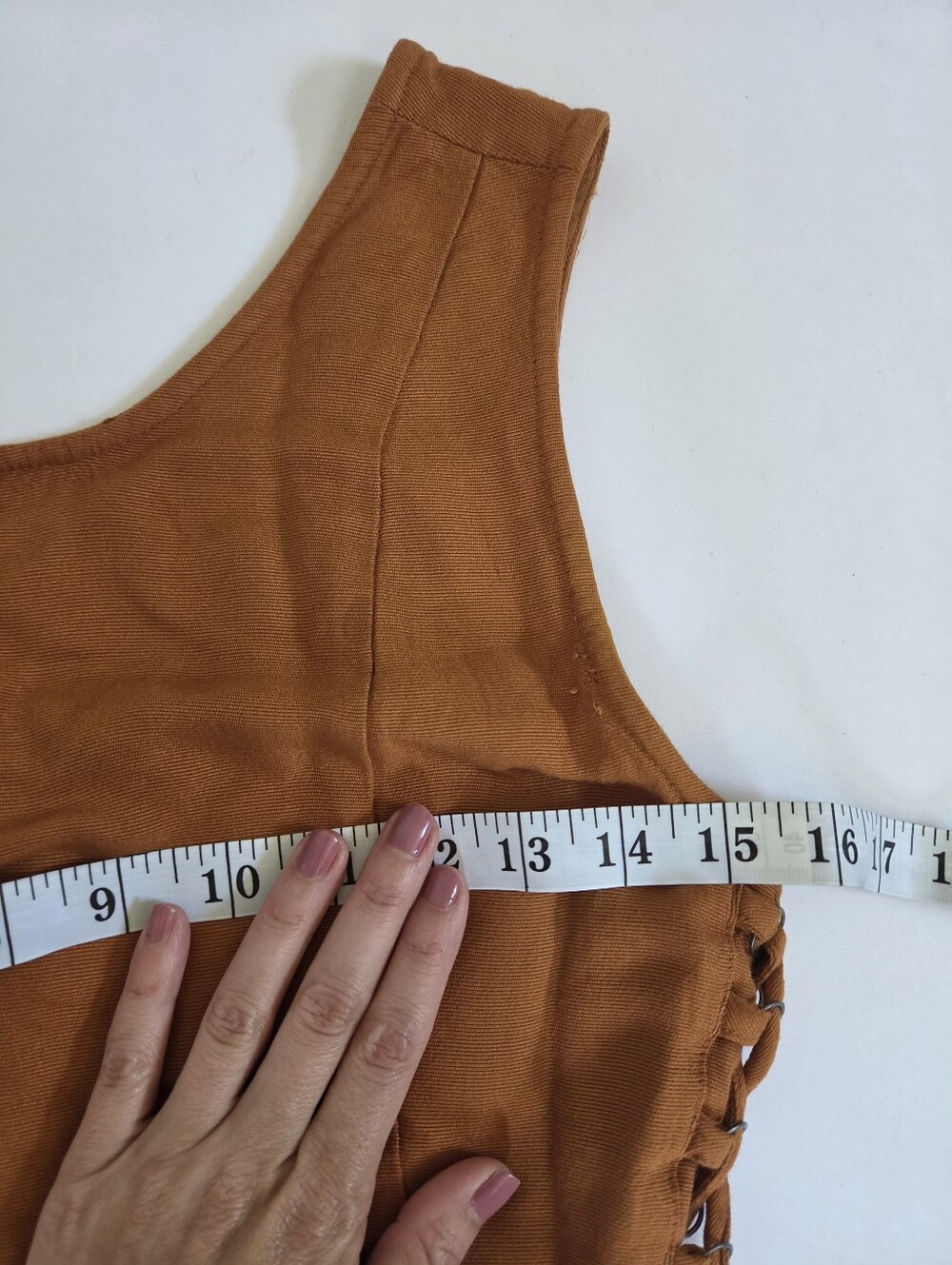 RVCA rust brown crop top with side tie detail sz S - Picture 7 of 8